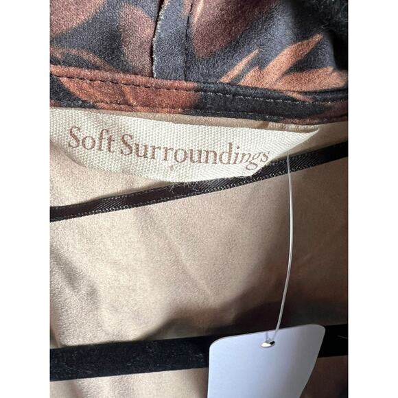 Soft Surroundings Shape Drape Faux Suede Jacket SMALL Floral Fall Brown NEW - Picture 7 of 12